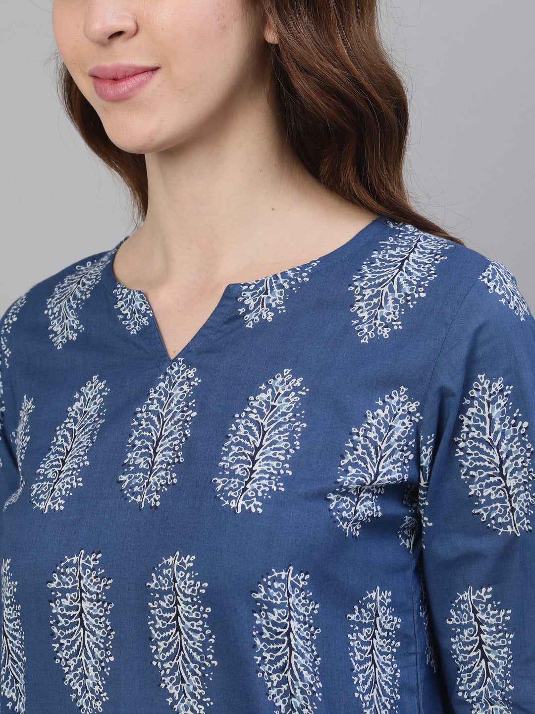 Jaipur Kurti Women Blue & Grey Printed Night suit | Swadesiicart