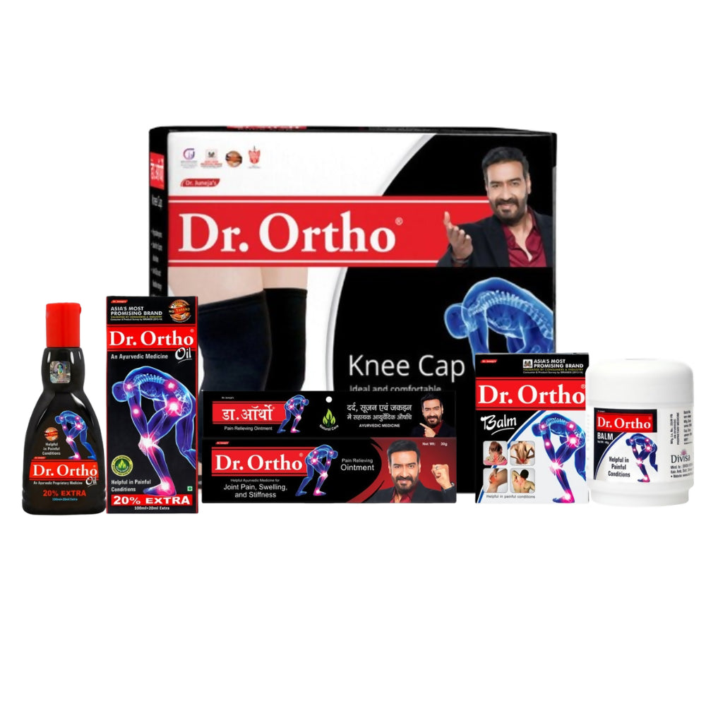 Dr. Ortho Ayurvedic Oil, Balm, Ointment & Knee Cap Combo - Divisa Herbals