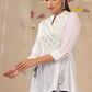 Juniper Women White Cotton Moss Embroidered A-Line Tunic | Swadesiicart