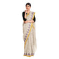 Exclusive Collection 100% Pure Cotton Off White Violet Saree With Printed Work - Swadesiicart