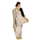 Exclusive Collection 100% Pure Cotton Off White Violet Saree With Printed Work - Swadesiicart