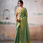 Anaita Green Handloom Tissue Silk Self Woven Plain Saree