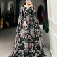 Lorenvalley Black Marbel Fabric Floral Print With Lace Touch Up Gown with Dupatta | Swadesiicart