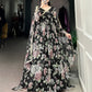 Lorenvalley Black Marbel Fabric Floral Print With Lace Touch Up Gown with Dupatta | Swadesiicart