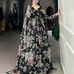 Lorenvalley Black Marbel Fabric Floral Print With Lace Touch Up Gown with Dupatta | Swadesiicart
