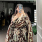 Lorenvalley Brown Marbel Fabric Floral Print With Lace Touch Up Gown with Dupatta | Swadesiicart