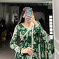 Lorenvalley Green Marbel Fabric Floral Print With Lace Touch Up Gown with Dupatta | Swadesiicart
