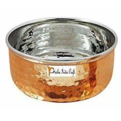 Handmade Steel Copper Serving Bowl and Spoon Set - Swadesiicart