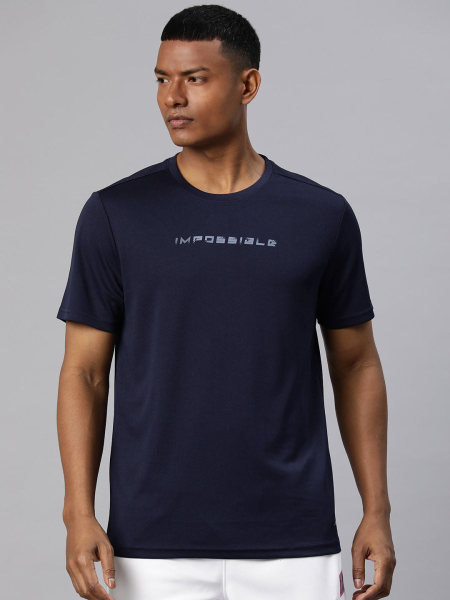 Alcis Men Typography Printed Dry Tech Slim Fit Sports T-shirt | Swadesiicart