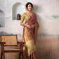 Anaita Pink Gold Handloom Tissue Silk Self Woven Plain Saree