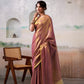 Anaita Pink Gold Handloom Tissue Silk Self Woven Plain Saree