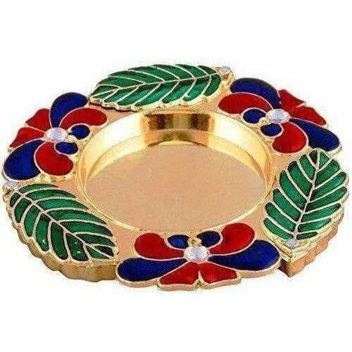 Golden - Haldi Kumkum Holder Tilak Thali Golden | Swadesiicart