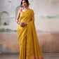 Anaita Yellow Handloom Tissue Silk Self Woven Plain Saree