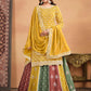 Monjolika Fashion Embroidered Chinon Silk Ethnic Lehenga In Mustard - Swadesiicart