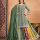 Monjolika Fashion Embroidered Chinon Silk Ethnic Lehenga In Green - Swadesiicart