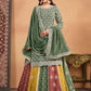 Monjolika Fashion Embroidered Chinon Silk Ethnic Lehenga In Green - Swadesiicart