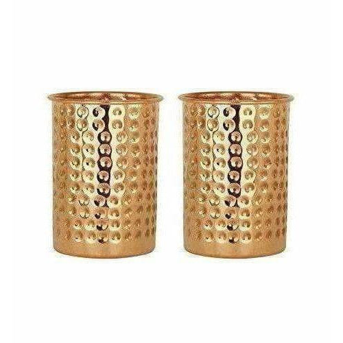 Pure Copper Glass Cup Volume 350ml - Set of 2 - Swadesiicart