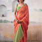 Anaita Red Handloom Tissue Silk Self Woven Plain Saree