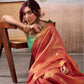 Anaita Red Handloom Tissue Silk Self Woven Plain Saree