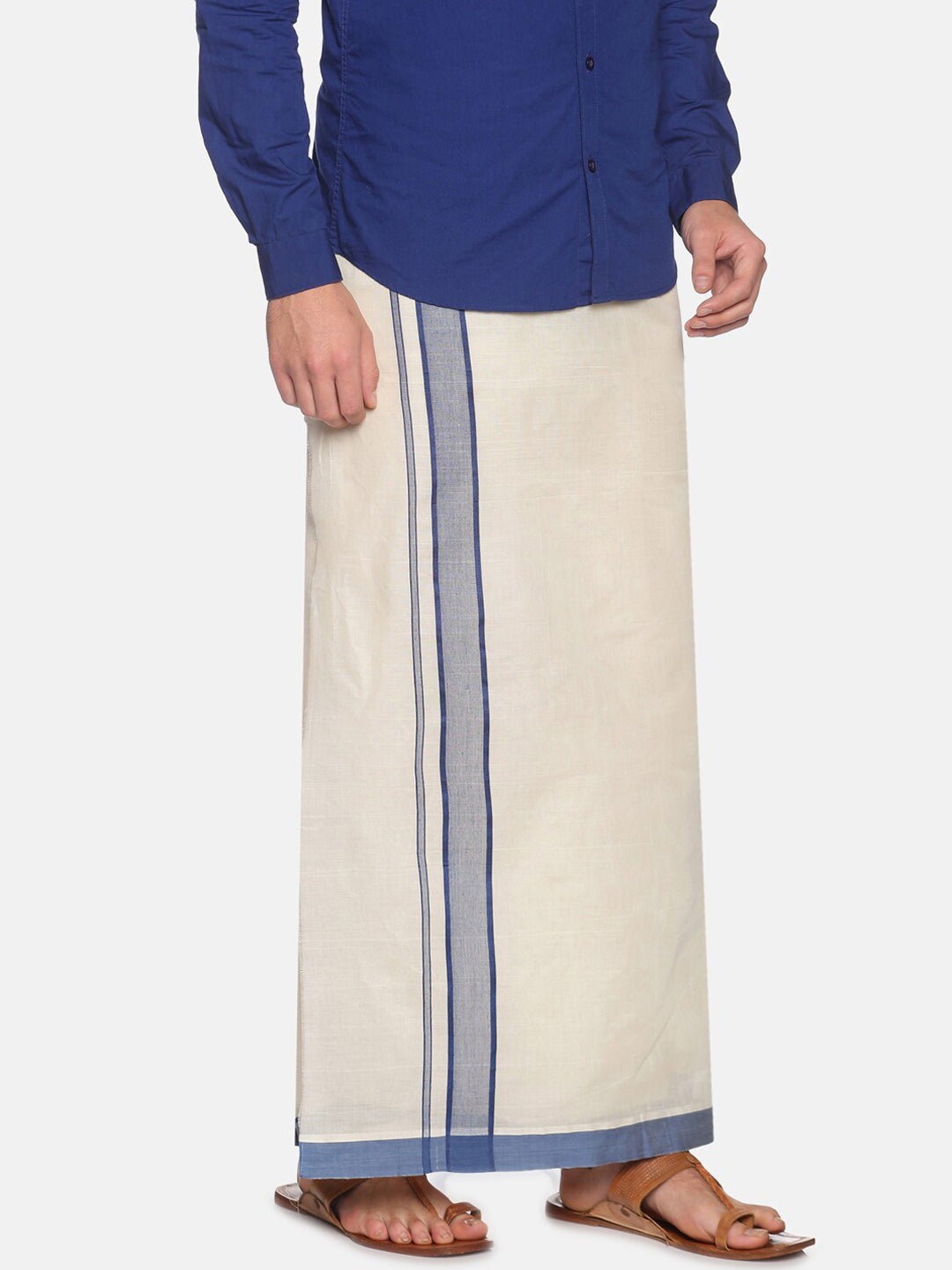 Sethukrishna Men Off White Traditional Kerala Double Mundu | Swadesiicart