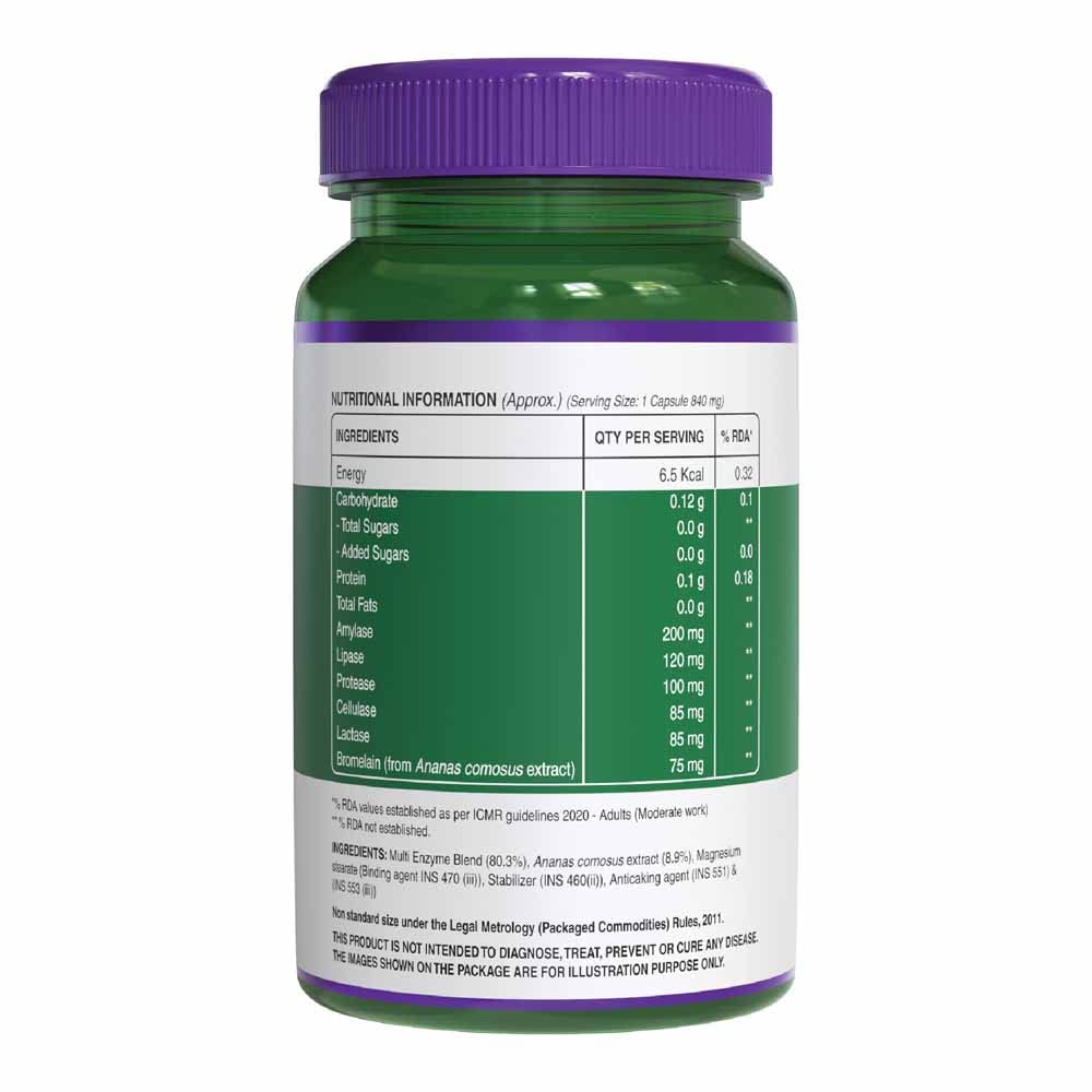 Pure Nutrition Digestive Enzymes with Bromelain Veg Capsules - Swadesiicart