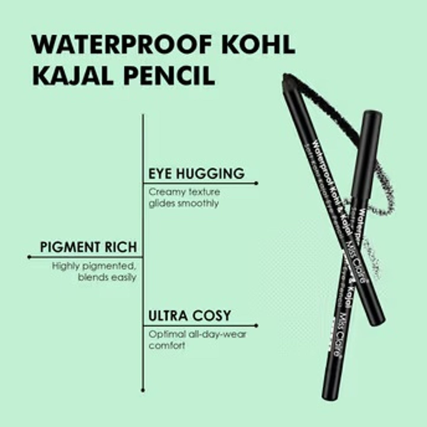 Miss Claire Waterproof Kohl & Kajal - Black | Swadesiicart