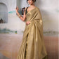 Anaita Beige Handloom Tissue Silk Self Woven Plain Saree