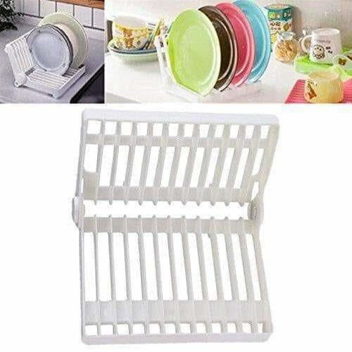 White Color - Folding Plastic Kitchen Dish Rack Stand Plate Holder - 2 Piece - Swadesiicart