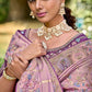 Monjolika Fashion Mauve Colour Banarasi Silk Embroidered Woven Saree With Blouse | Swadesiicart