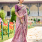 Monjolika Fashion Mauve Colour Banarasi Silk Embroidered Woven Saree With Blouse | Swadesiicart