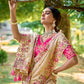 Monjolika Fashion Cream Colour Banarasi Silk Embroidered Woven Saree With Blouse | Swadesiicart