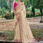 Monjolika Fashion Cream Colour Banarasi Silk Embroidered Woven Saree With Blouse | Swadesiicart
