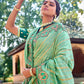 Monjolika Fashion Sea Green Colour Banarasi Silk Embroidered Woven Saree With Blouse | Swadesiicart