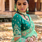 Monjolika Fashion Sea Green Colour Banarasi Silk Embroidered Woven Saree With Blouse | Swadesiicart