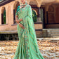 Monjolika Fashion Sea Green Colour Banarasi Silk Embroidered Woven Saree With Blouse | Swadesiicart