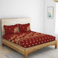 SPACES Red & Yellow Ethnic Motifs Cotton 210 TC King Bedsheet With 2 Pillow Covers - Swadesiicart