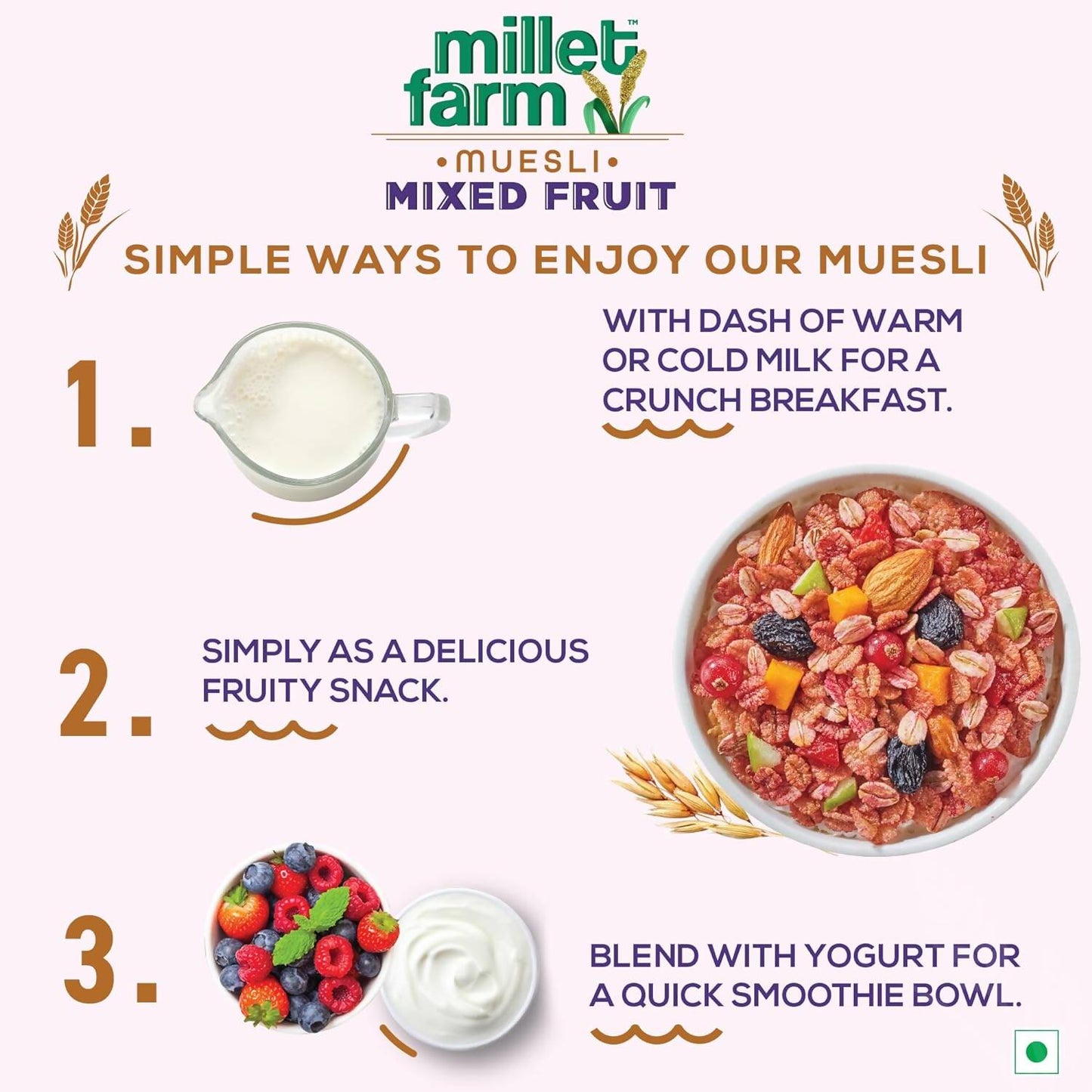 Bagrry's Millet Farm Mixed Fruit Muesli with Jowar and Ragi - Swadesiicart