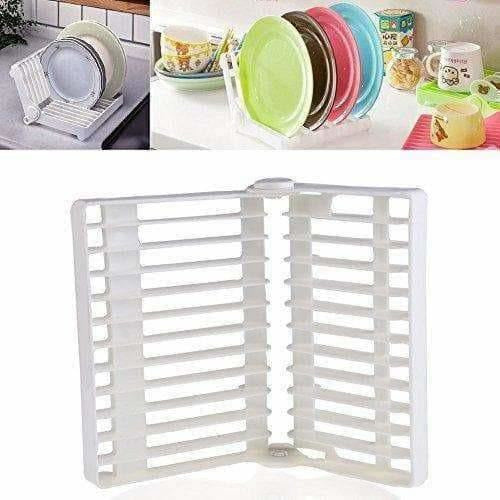 Folding Plastic Kitchen Dish Rack Stand Plate Holder for Bowls Plates - 2 Slots - Swadesiicart
