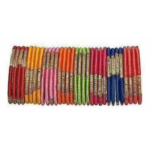 Beautiful Designer Multicolour Silk Thread Bangles Set - Madhu Collections