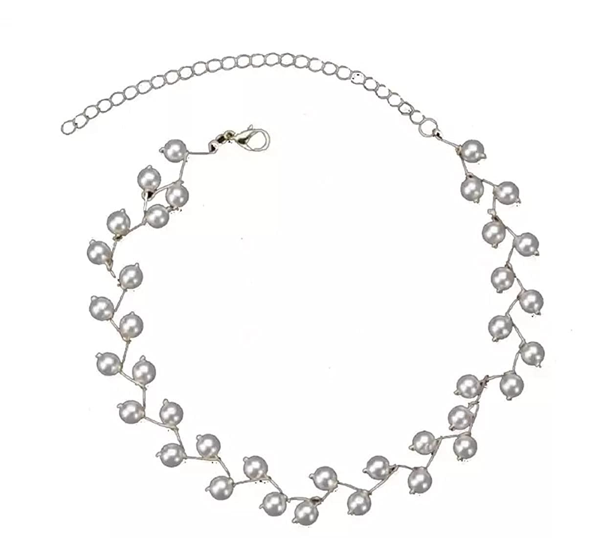 Silver-Toned Alloy Denty Look Pearl Necklace - The Pari | Swadesiicart
