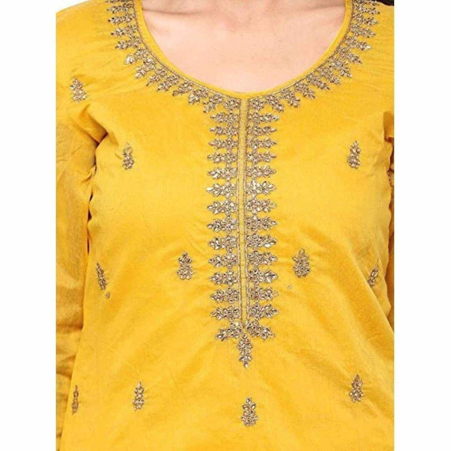 Yellow Chanderi Cotton Dress Material | Swadesiicart