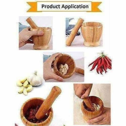 Wooden Motar Pestle Set (Brown) - Swadesiicart