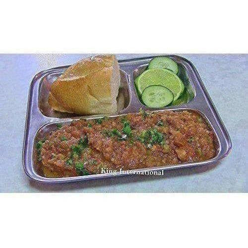 Stainless Steel 3 in 1 Plate with 3 Compartment - Set of 4 - Swadesiicart