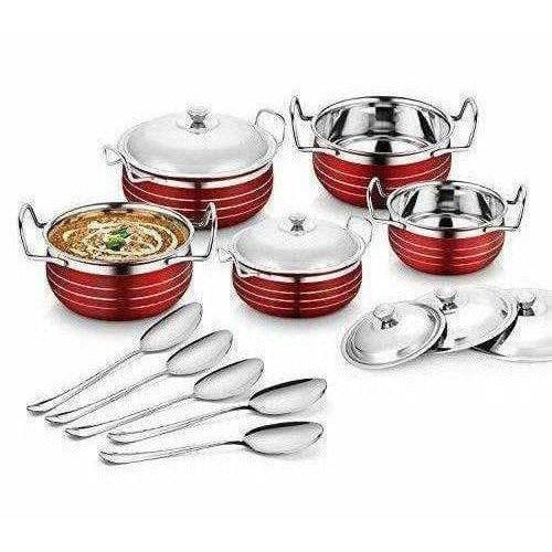 Stainless Steel Handi Copper Set (10-Pieces) - Swadesiicart