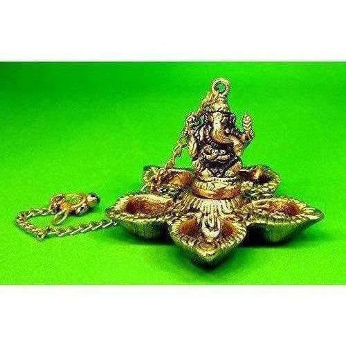Hanging Ganesh - Handcrafted Golden Polished Brass - Swadesiicart