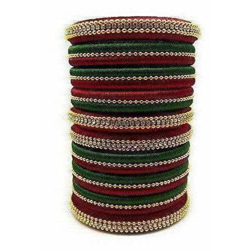 Handmade Silk Thread Bangle Maroon and Green Color - Madhu Collections