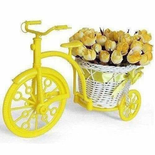 Cycle Shape Plastic Decoration Flower Vase with Peonies Bunch