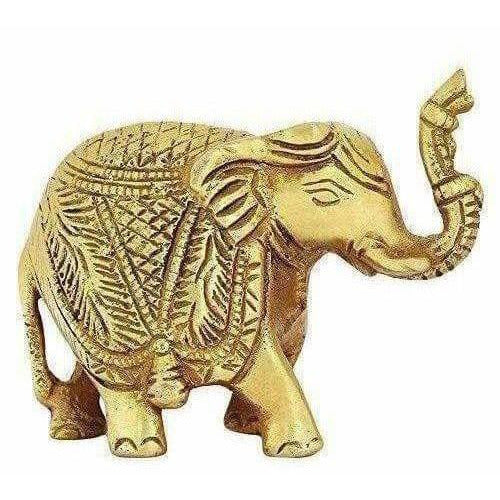 Brass Trunk up Elephant Statues Set of 2 - Showpiece Statue | Swadesiicart
