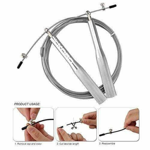 Kobo Metal Speed Aluminum Jump Rope (Silver) - Swadesiicart