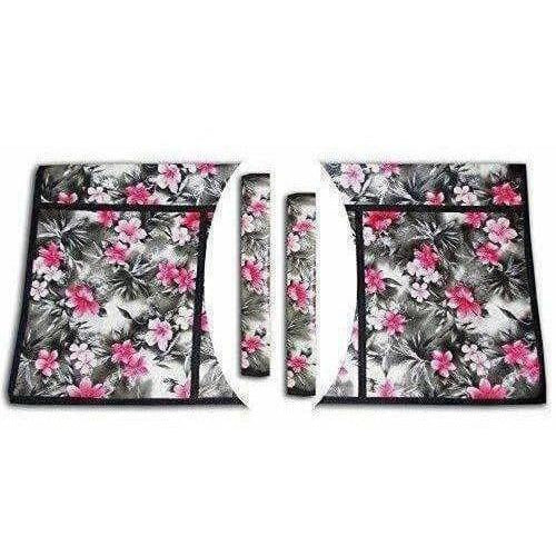Pink Flower Fridge Top Cover And 2 Fridge Handle Covers - Swadesiicart